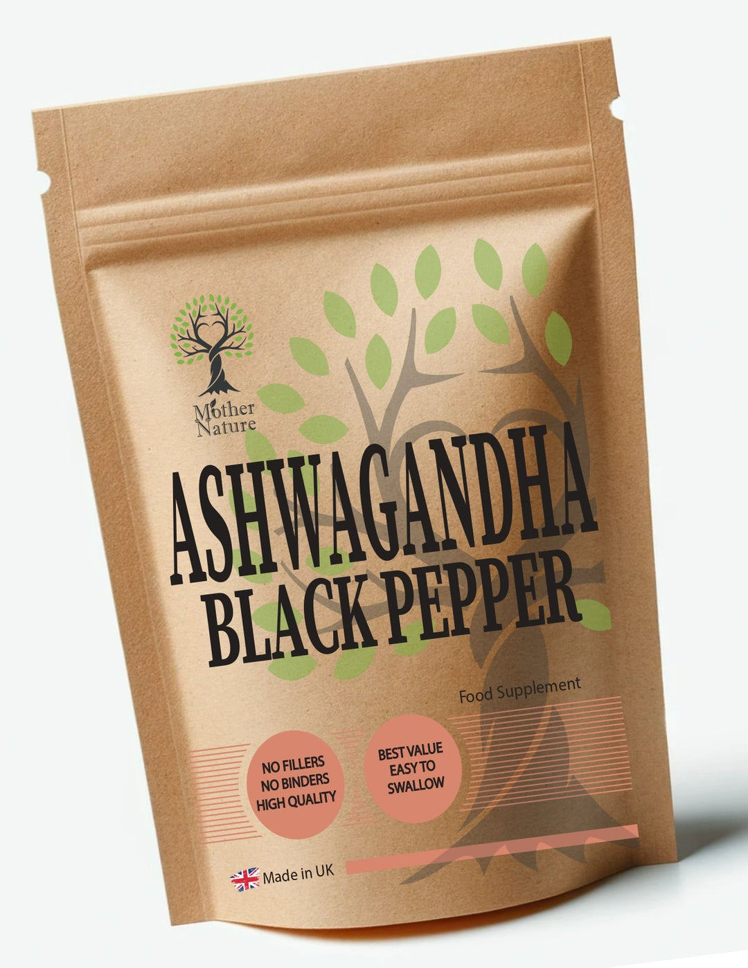 Ashwagandha Black Pepper Mix 600mg Natural Ashwagandha Capsules Root Extract Strong Effective Vegan Supplements - MOTHER NATURE SUPPLEMENTSAshwagandha Black Pepper Mix 600mg Natural Ashwagandha Capsules Root Extract Strong Effective Vegan SupplementsDiet Supplementss