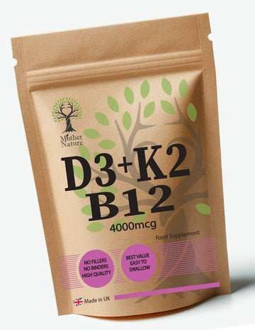 Vitamin D3 4000iu K2 MK7 Vitamin B12 4000mcg High Potency Clean Natural D3 Eco - friendly Best Vegan Supplements Plant - based Holistic Health - MOTHER NATURE SUPPLEMENTSVitamin D3 4000iu K2 MK7 Vitamin B12 4000mcg High Potency Clean Natural D3 Eco - friendly Best Vegan Supplements Plant - based Holistic HealthDiet Supplementss