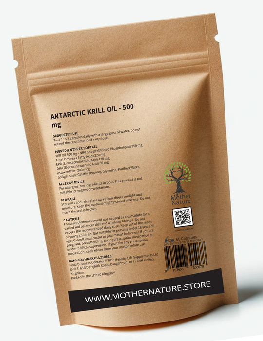 Krill Oil 500 mg – Antarctic Krill Oil Capsules Clean Supplements - Mother Nature