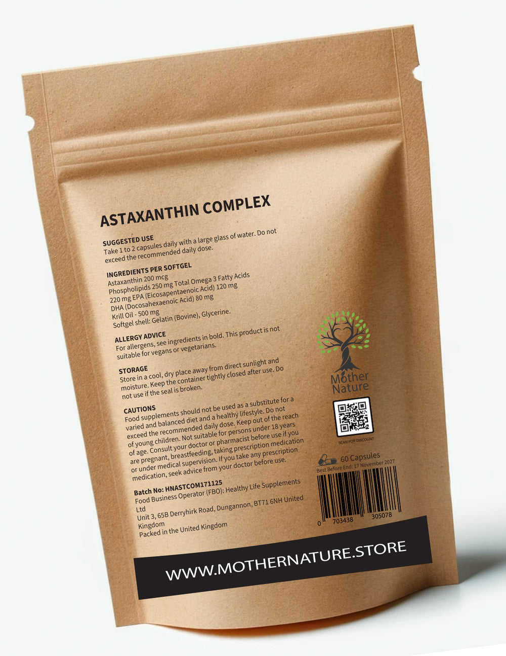 Astaxanthin & Krill Oil Complex 500mg – Omega 3 Softgels | Mother Nature