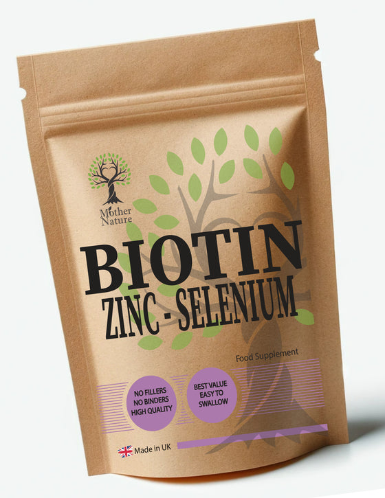 Biotin 10,000mcg with Zinc & Selenium – Clean Vegan Capsules | Mother Nature