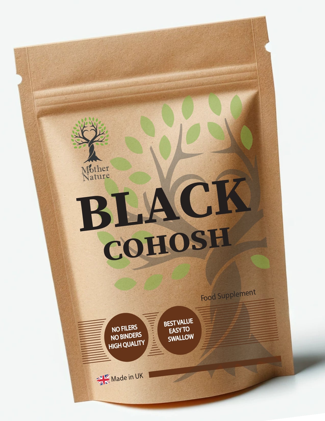 Black Cohosh Capsules 500mg Natural Actaea Racemosa Powder Vegan Supplement Menopause Support
