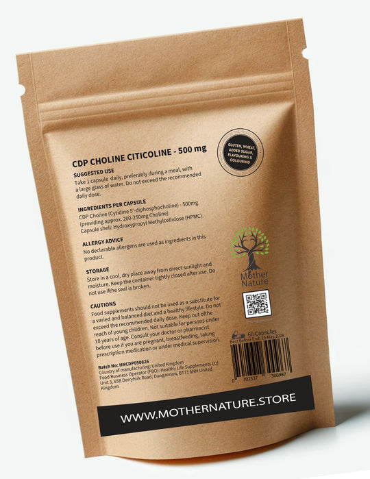 CDP Choline (Citicoline) 500mg – Vegan Capsules | Mother Nature