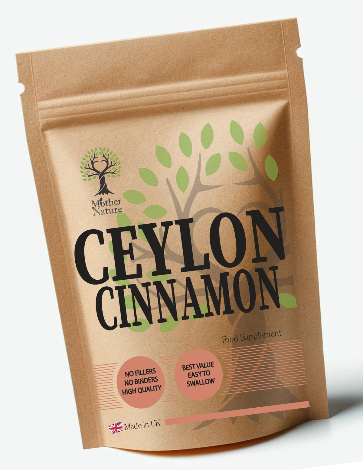 Ceylon Cinnamon Capsules 600 mg – Mother Nature - bottle front