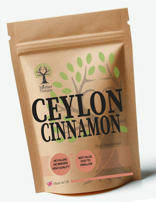 Ceylon Cinnamon Capsules 600 mg – Mother Nature - bottle front