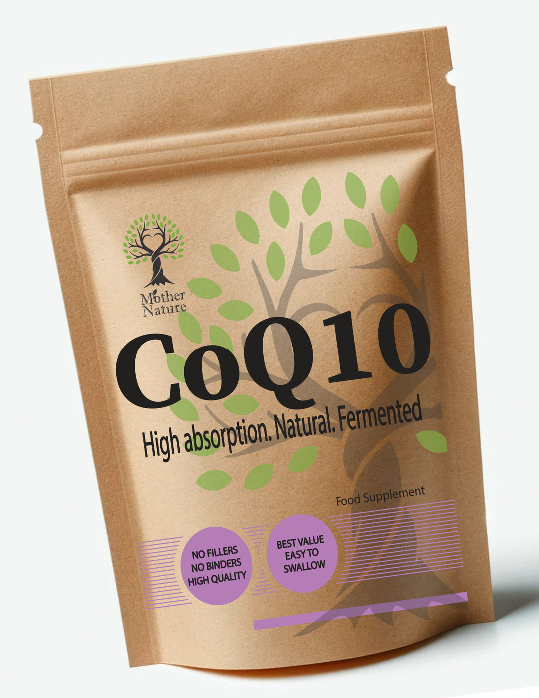 CoQ10 300mg – Fermented Ubiquinone Softgels | Mother Nature - bottle front