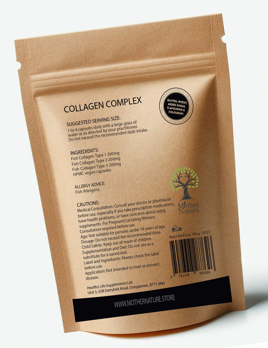 Collagen Complex 600mg Hydrolysed Marine Collagen Type I-II-III Collagen Capsules Natural Supplements