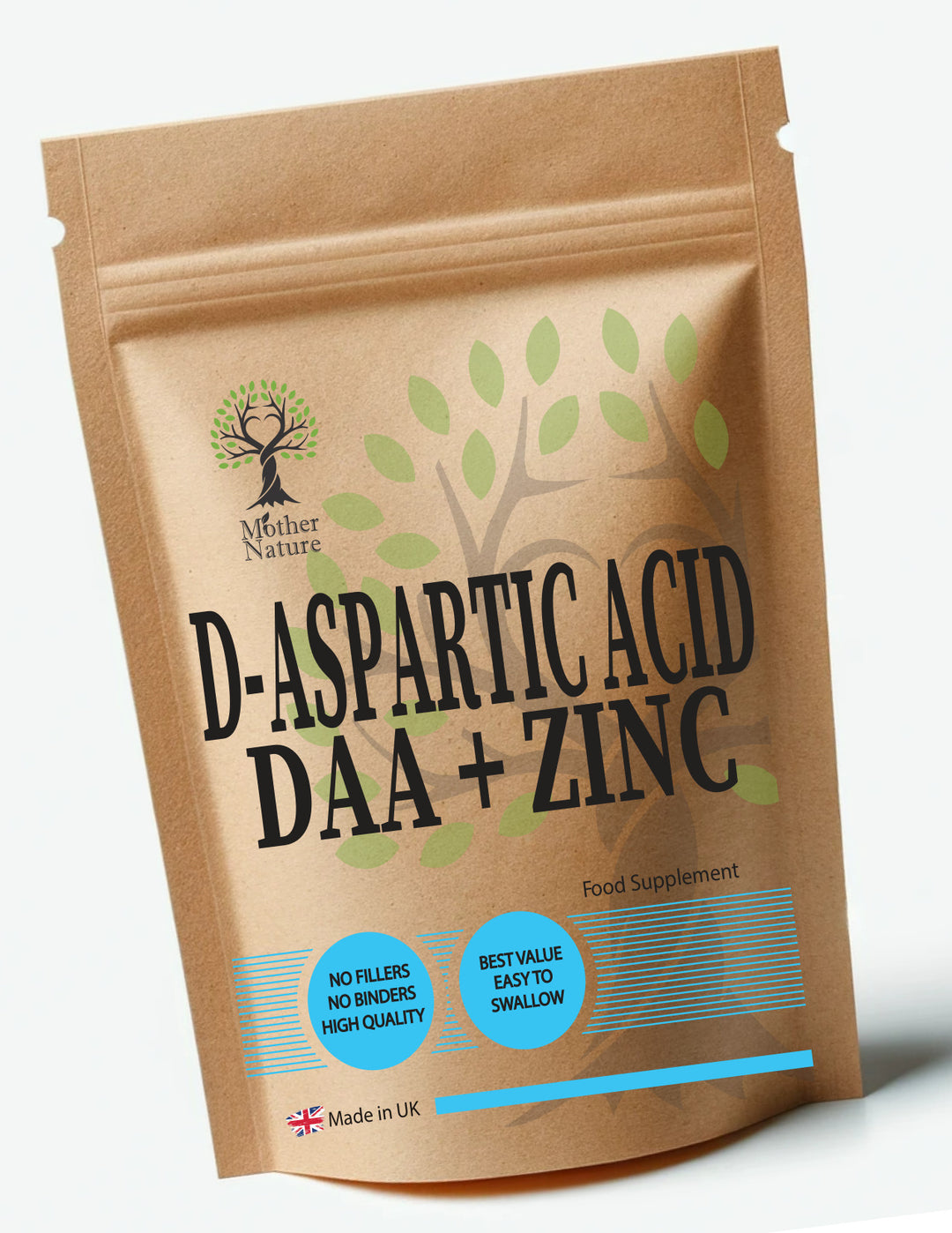 D Aspartic Acid 700 mg – Mother Nature - bottle front