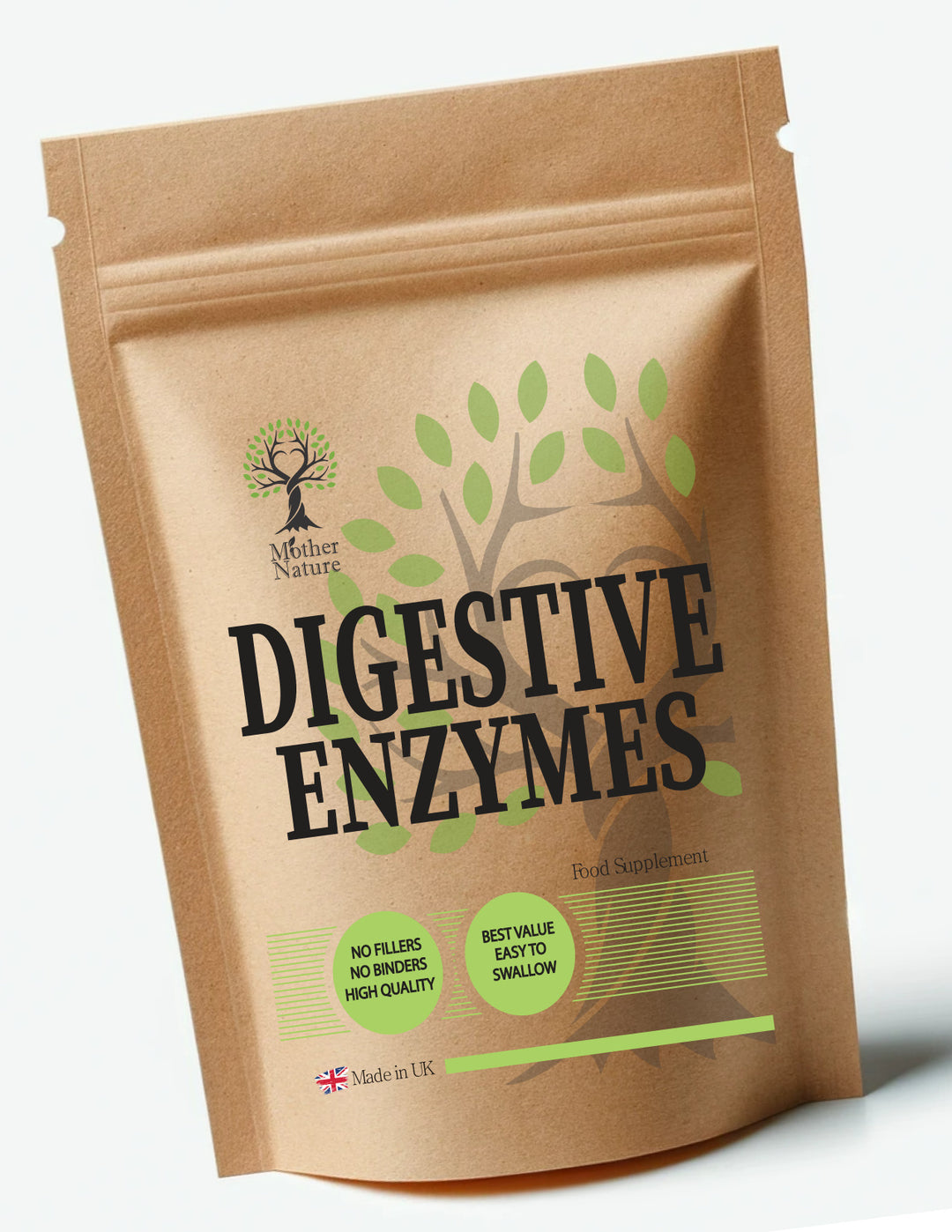 Digestive Enzymes Complex 500mg – Vegan Capsules | Mother Nature - bottle front