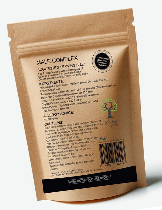 Male Complex Capsules Natural Men's Health Supplement Red Panax Maca Root Ashwagandha Cinnamon