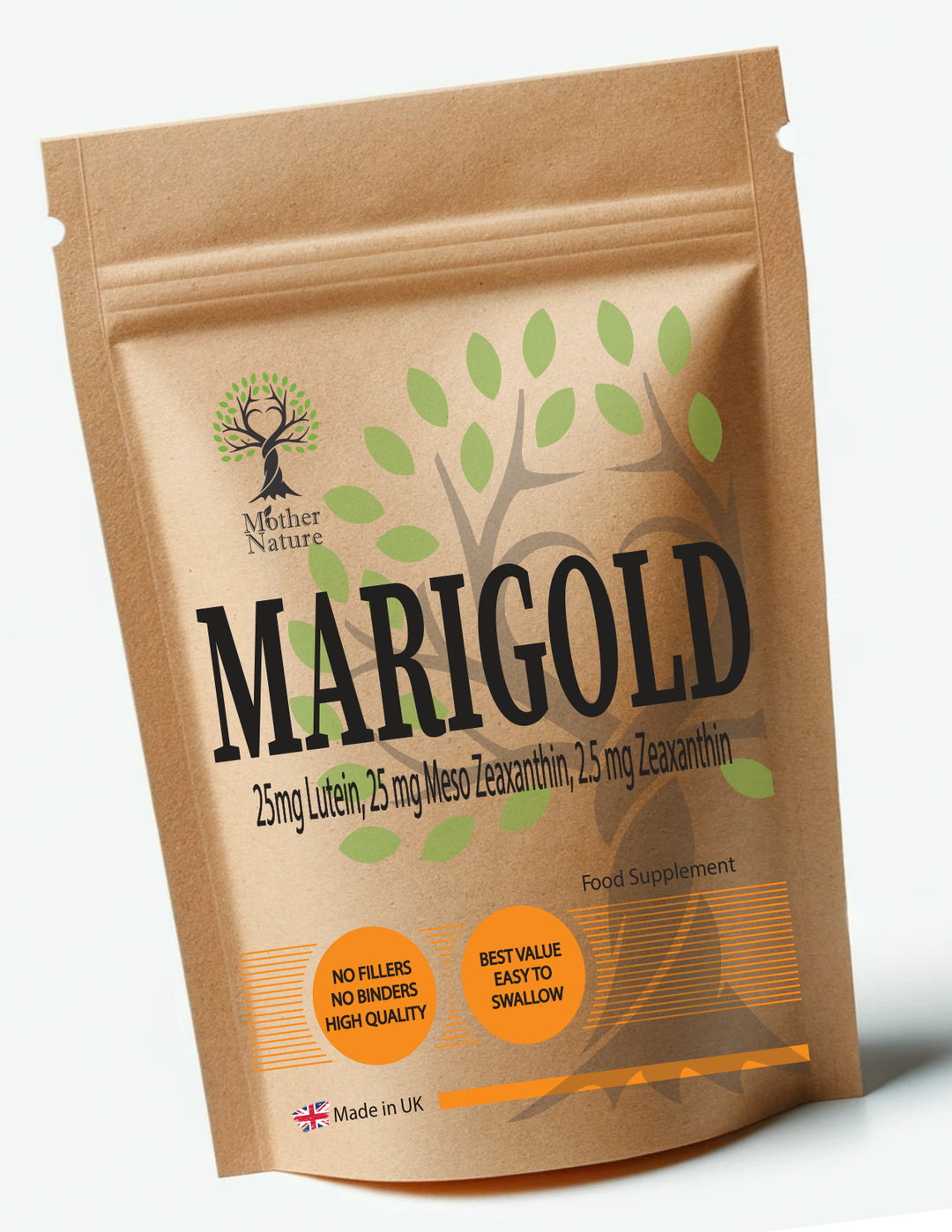 Marigold Capsules 500 mg – Mother Nature - bottle front