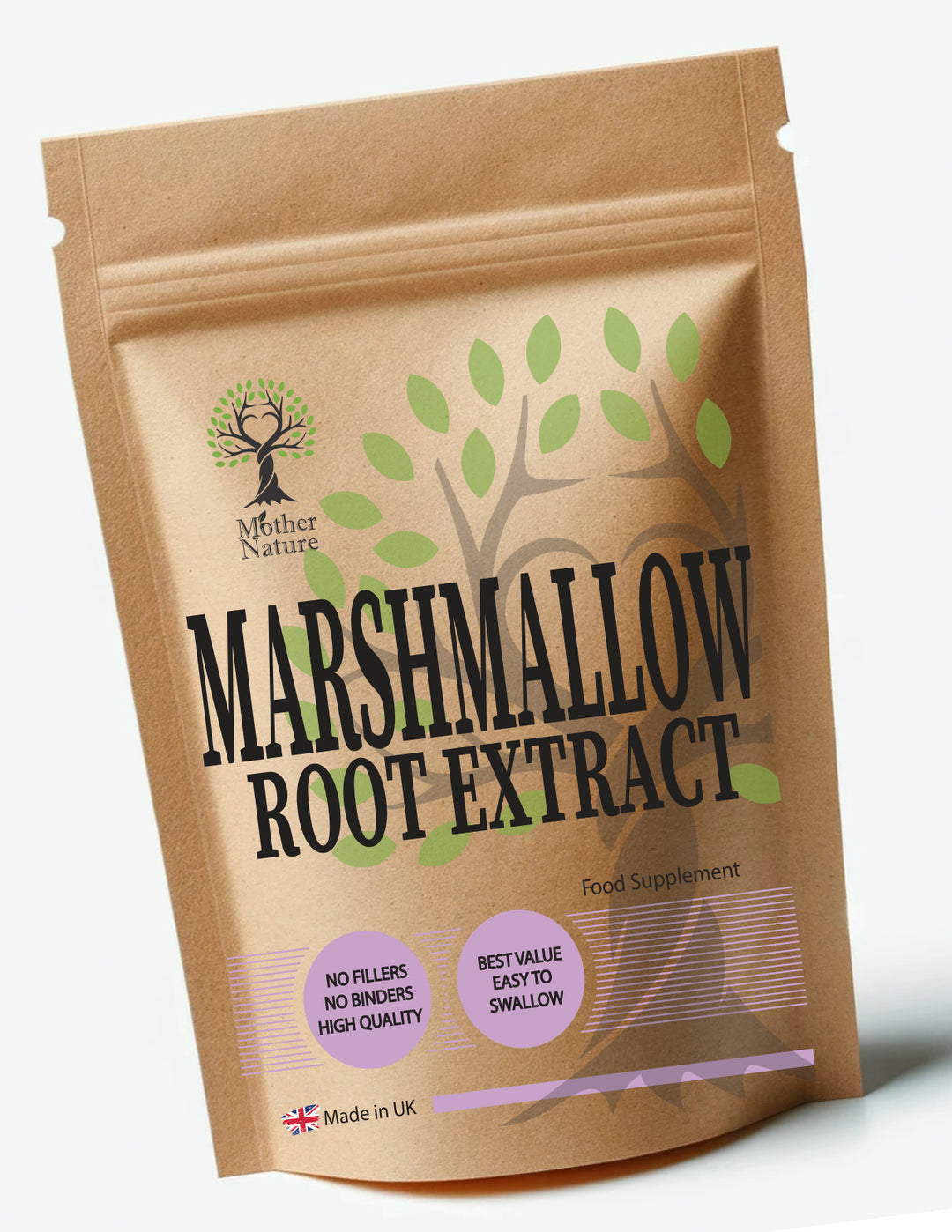 Marshmallow Root Extract 500 mg – Mother Nature - bottle front