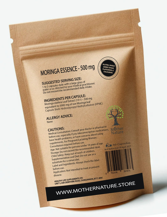 Moringa Capsules 500mg Clean Natural High Potency Moringa Powder Eco-friendly Best Vegan Supplements Plant-based Holistic Health