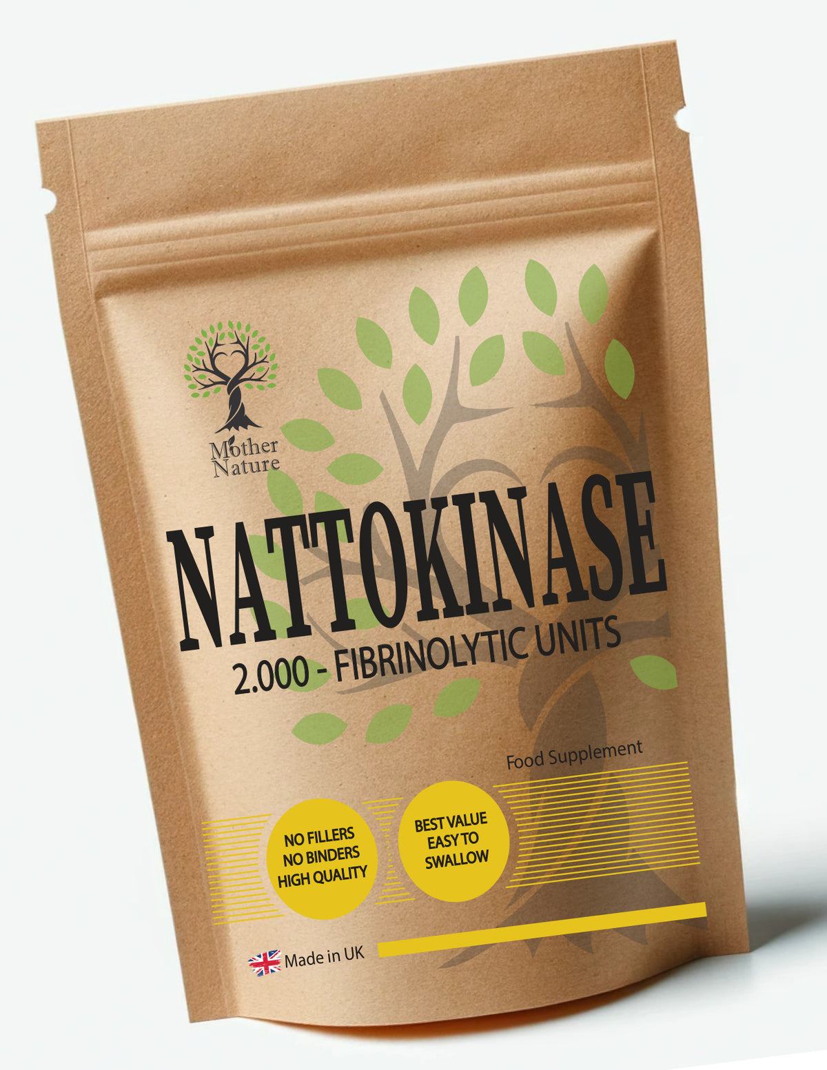 Nattokinase 2000 FU – Clean Vegan Capsules | Mother Nature - bottle front