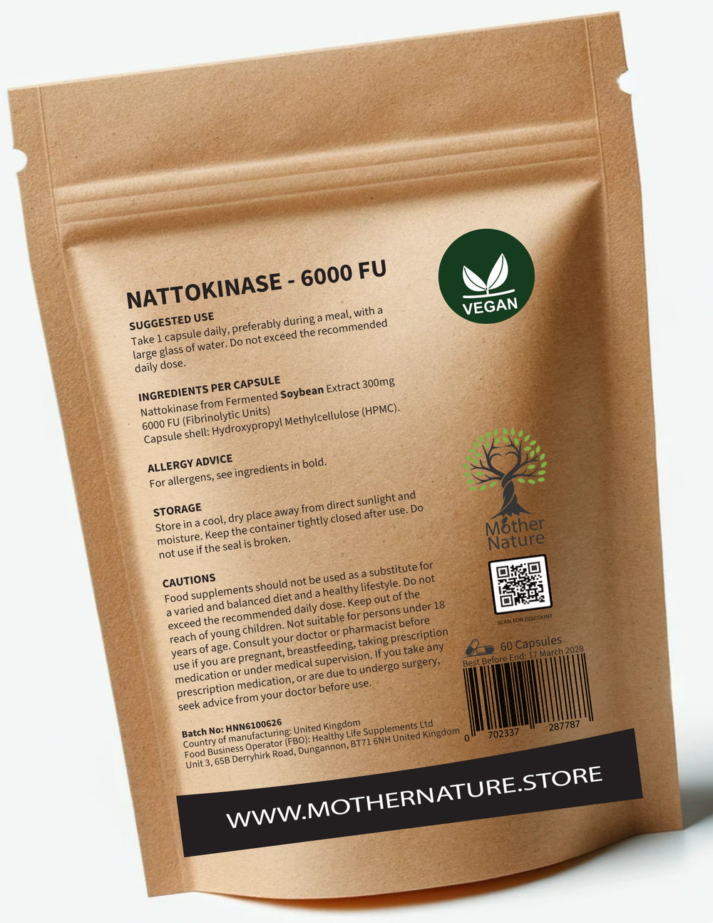 Nattokinase 6000 FU – Clean Vegan Capsules | Mother Nature