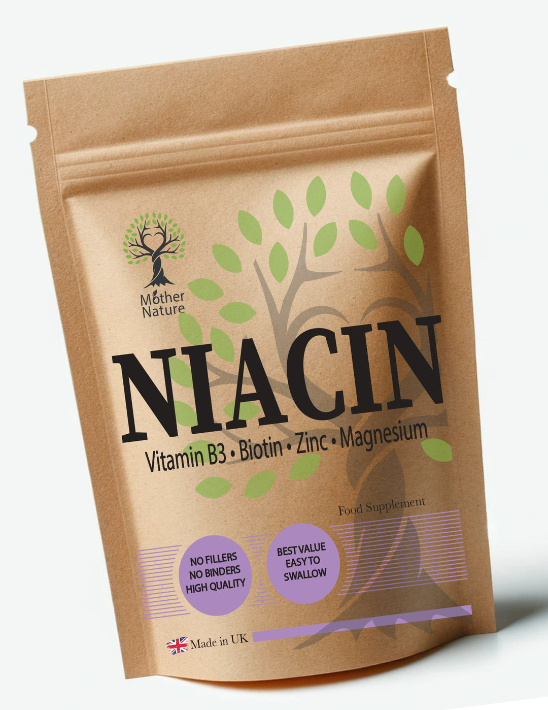 Beauty Complex Niacin 400mg Zinc - Biotin - Flush Capsules Nicotinic Acid Vegan - Mother Nature
