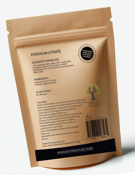 Potassium Citrate Capsules 700mg High Strength Clean Potassium Powder Vegan Supplements
