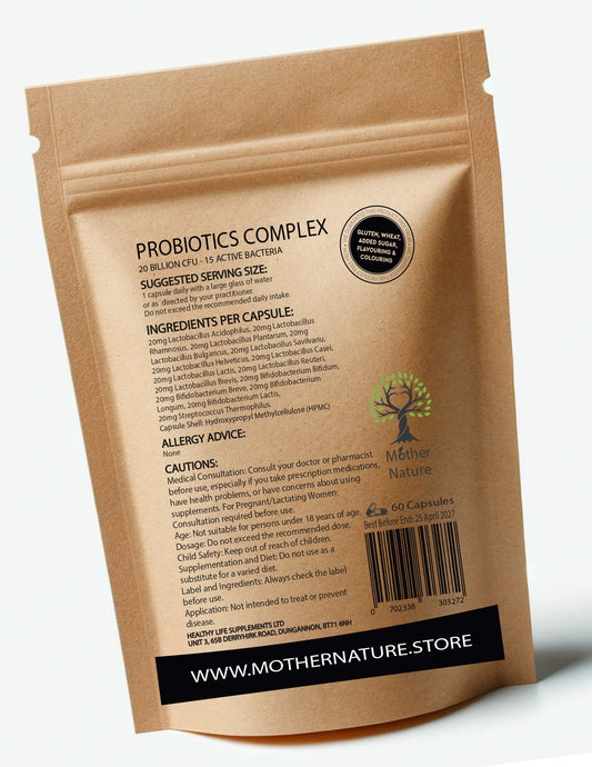 Probiotics Complex 20 Billion CFU 15 Active Bacteria Probiotics Capsules Vegan Supplements