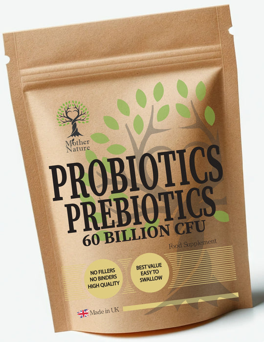 Probiotic & Prebiotic Complex – 60 Billion CFU with Inulin – Vegan Capsules – Mother Nature - MOTHER NATURE SUPPLEMENTS