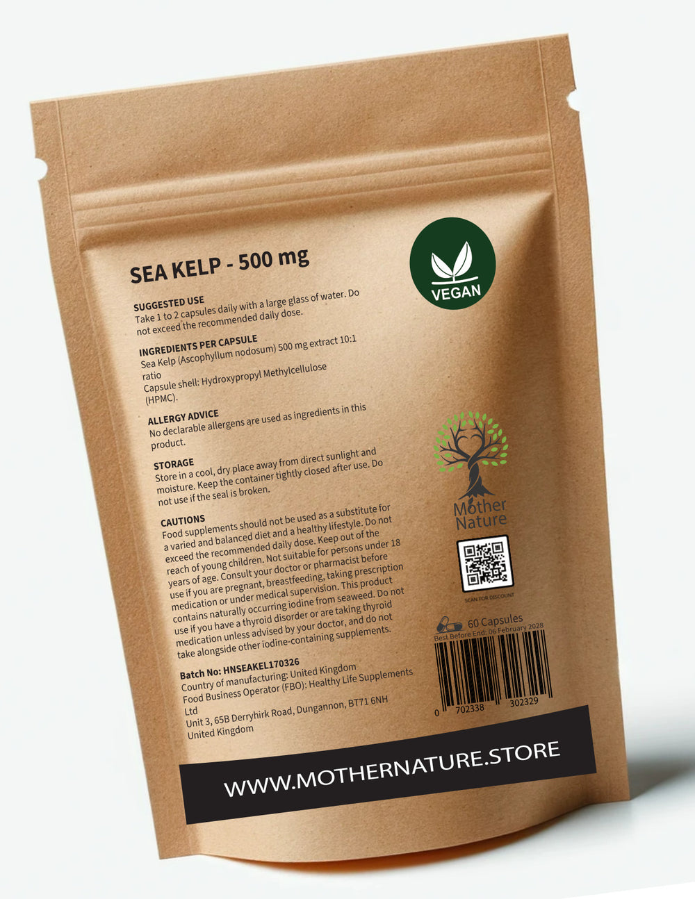 Sea Kelp 500 mg - bottle back