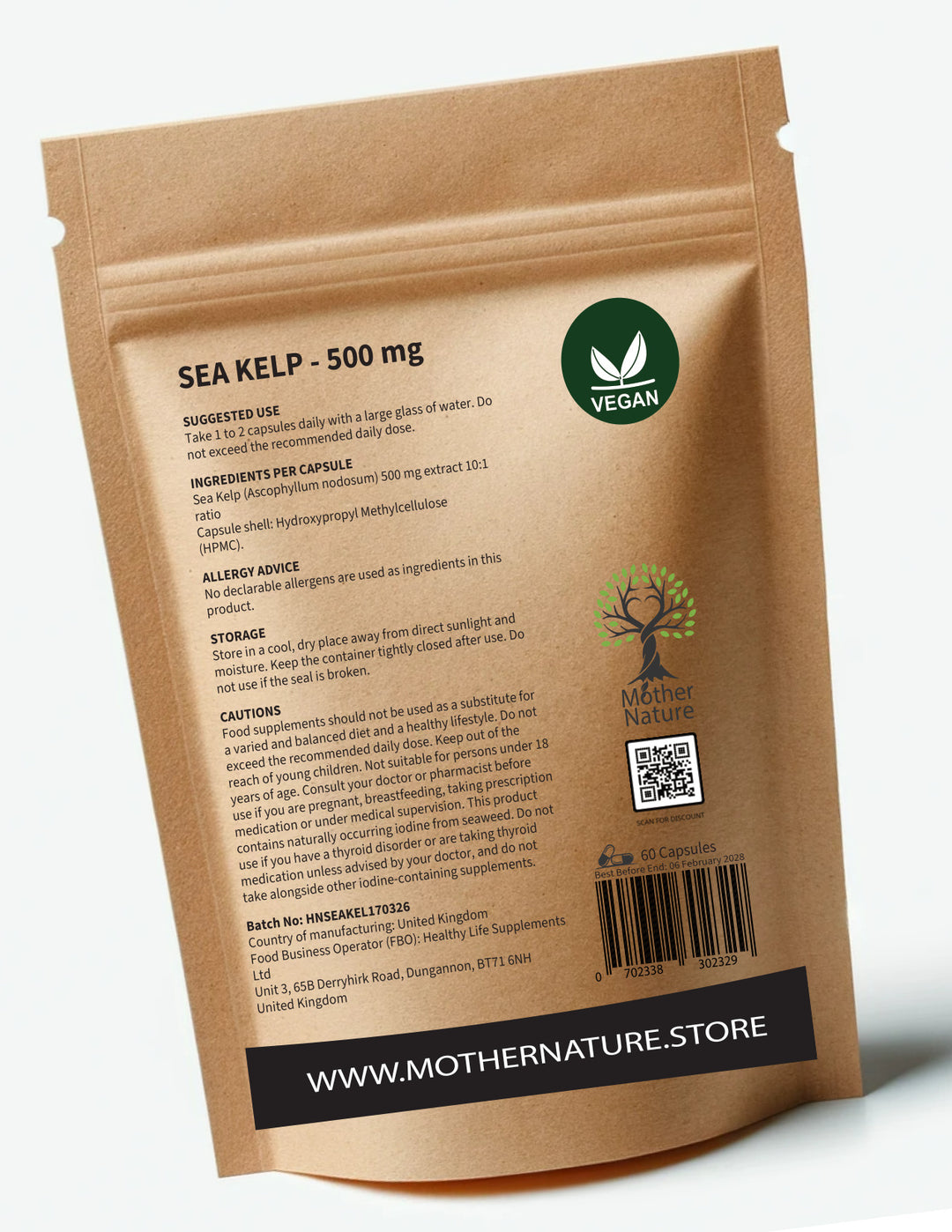 Sea Kelp 500 mg - bottle back