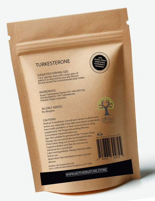Turkesterone Capsules 600mg Natural Ajuga Turkestanica Extract Ecydysterone Vegan Supplement