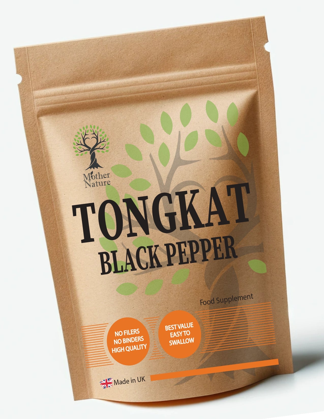 Tongkat Ali Black Pepper Mix High Strength Formula 35:1 Root Extract Malaysian Tongkat Ali Capsules 500mg Natural Supplements Vegan