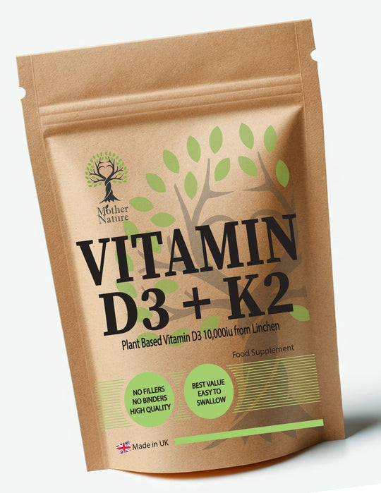 Vitamin D3 10000iu K2 200mcg Clean Natural Vegan Plant Based Vitamin D3 K2 Capsules