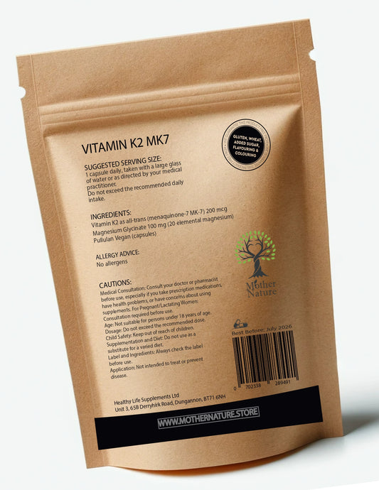 Vitamin K2 Capsules 200 mcg UK Best Natural Powder Vegan Supplements K2 MK7 Double Strength