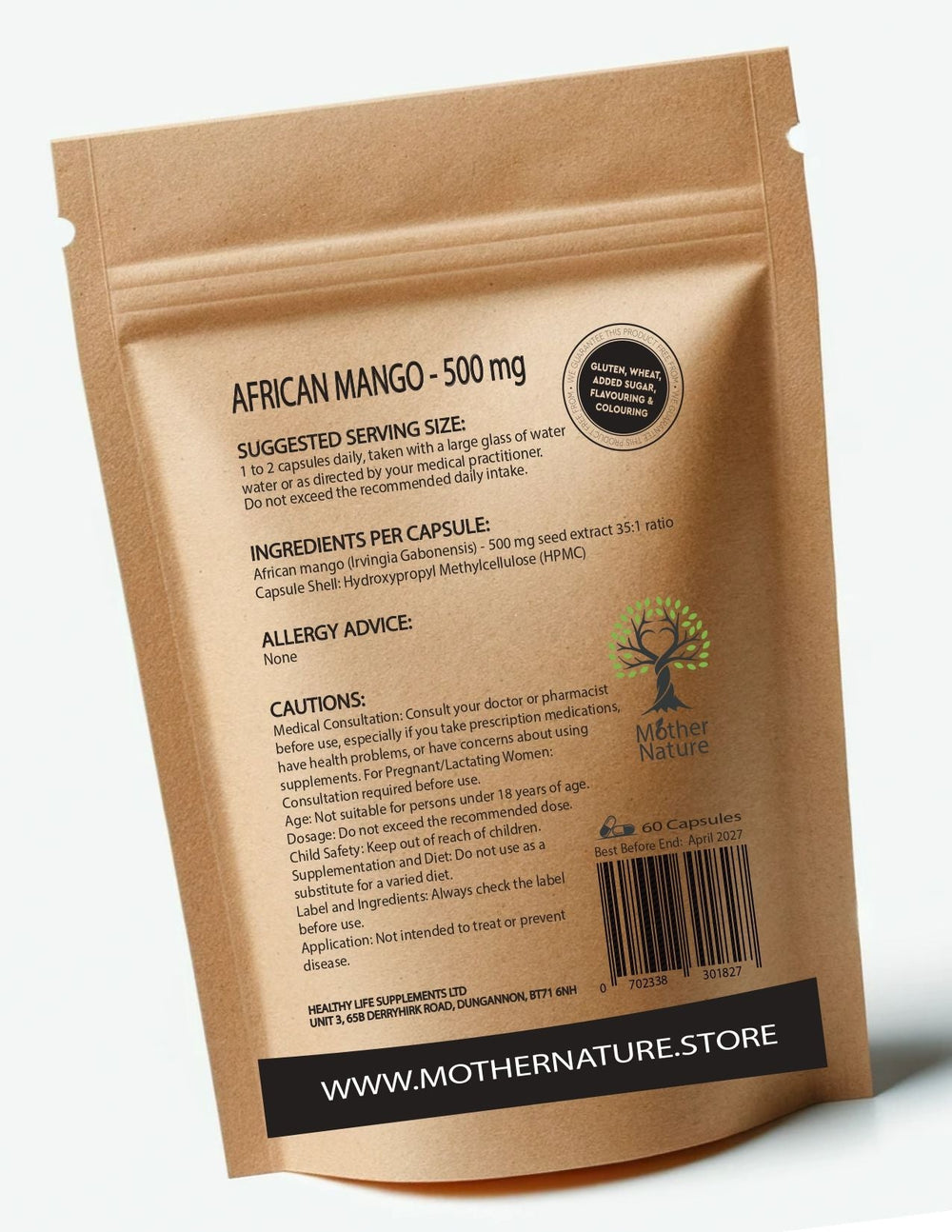 African Mango Seed Extract Capsules 500 mg – Mother Nature - MOTHER NATURE SUPPLEMENTSAfrican Mango Seed Extract Capsules 500 mg – Mother NatureDiet Supplementss
