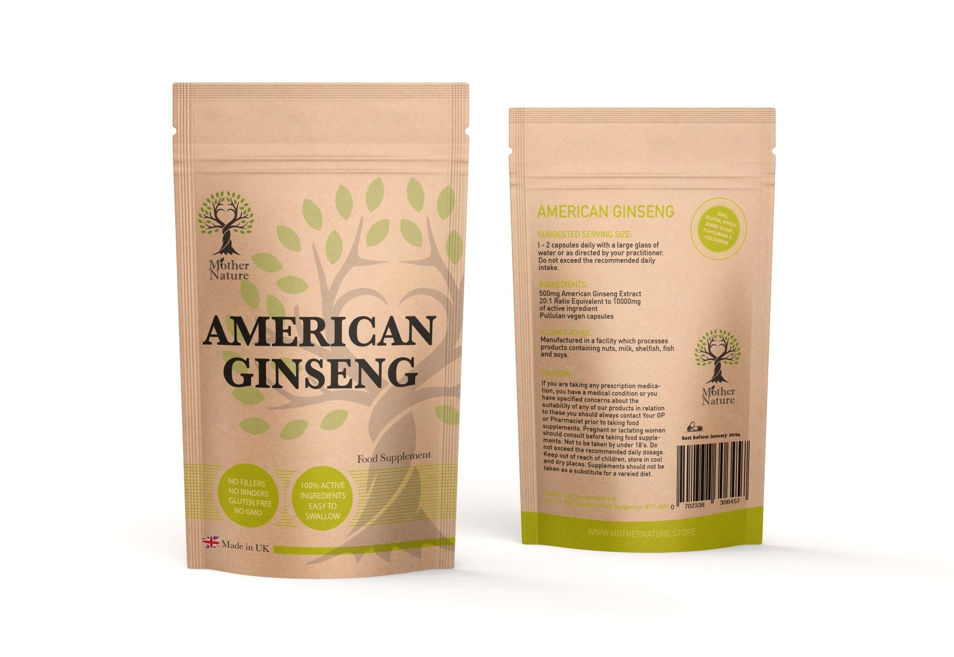 American Ginseng Capsules 500mg Natural Vegan Supplement Ginseng Powder - MOTHER NATURE SUPPLEMENTSAmerican Ginseng Capsules 500mg Natural Vegan Supplement Ginseng Powder