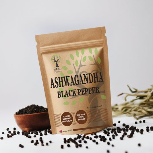 Ashwagandha Black Pepper Mix 600mg Natural Ashwagandha Capsules Root Extract Strong Effective Vegan Supplements - MOTHER NATURE SUPPLEMENTSAshwagandha Black Pepper Mix 600mg Natural Ashwagandha Capsules Root Extract Strong Effective Vegan Supplements