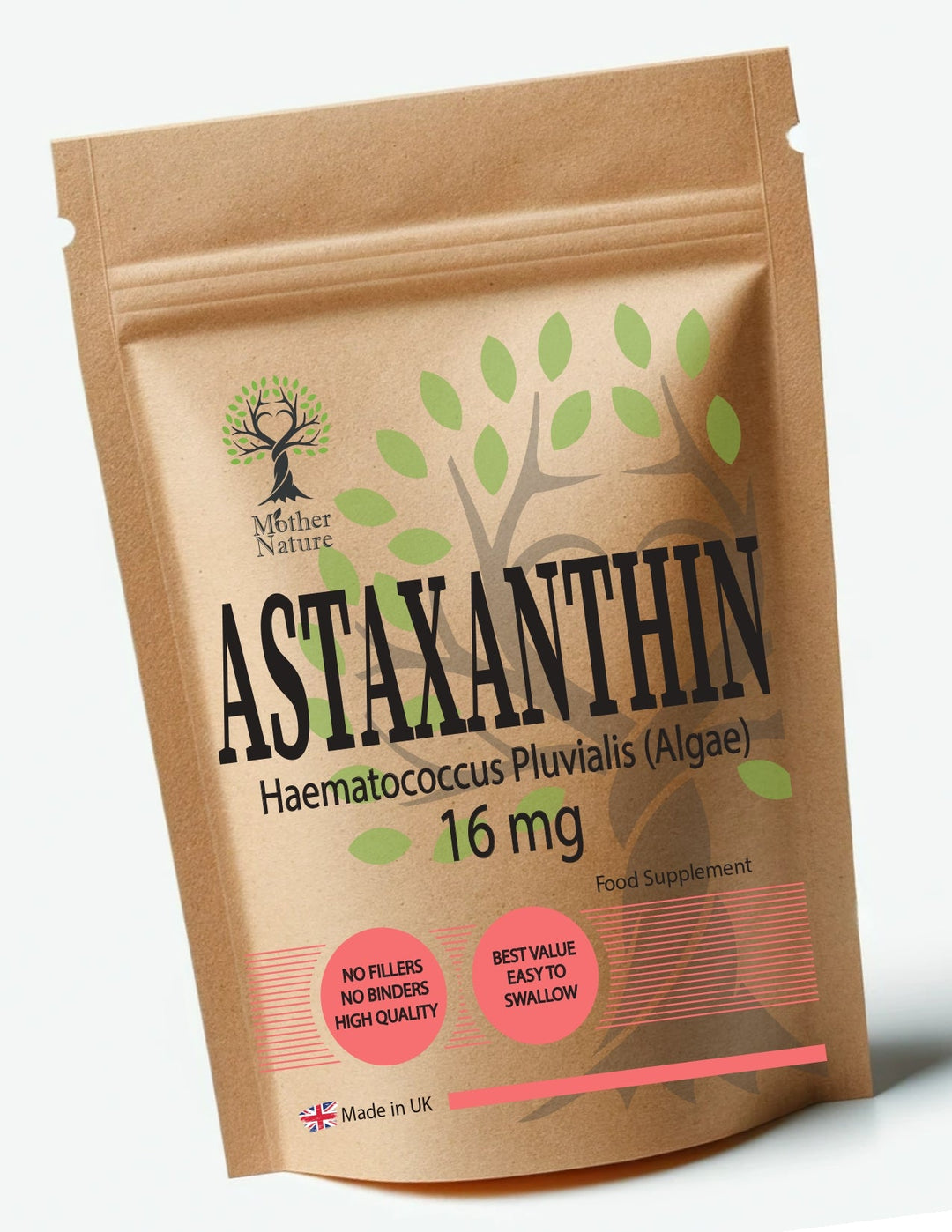 Astaxanthin 16 mg – Vegan Capsules – Daily Antioxidant Supplement – Mother Nature - MOTHER NATURE SUPPLEMENTSAstaxanthin 16 mg – Vegan Capsules – Daily Antioxidant Supplement – Mother NatureDiet Supplementss