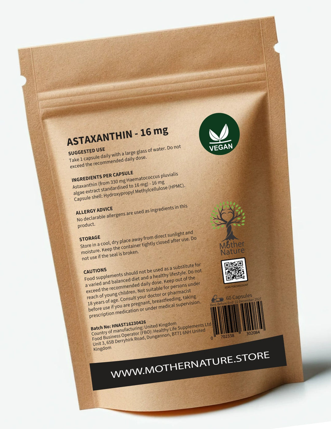 Astaxanthin 16mg – Vegan Algae Capsules | Mother Nature - MOTHER NATURE SUPPLEMENTSAstaxanthin 16mg – Vegan Algae Capsules | Mother NatureDiet Supplements