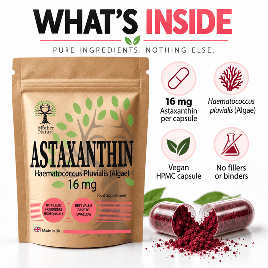 Astaxanthin 16mg – Vegan Algae Capsules | Mother Nature - MOTHER NATURE SUPPLEMENTSAstaxanthin 16mg – Vegan Algae Capsules | Mother NatureDiet Supplements