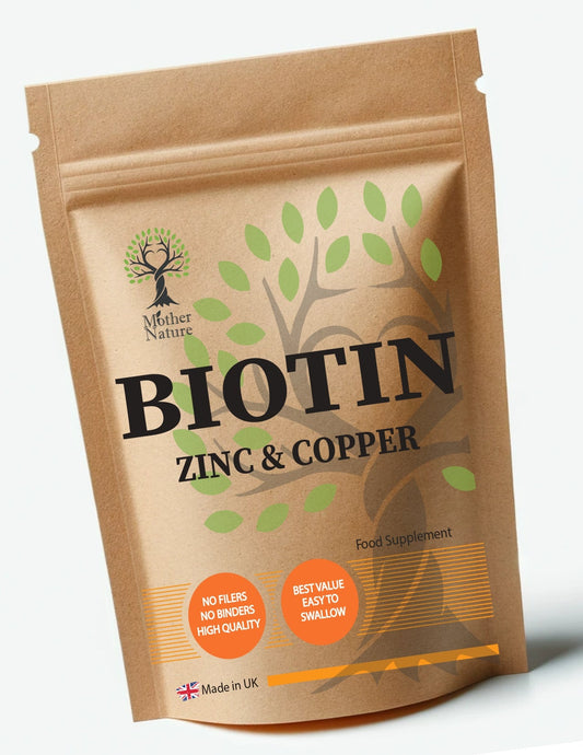 Biotin Capsules High Potency Biotin Zinc & Copper Eco - friendly Best Vegan Supplements - MOTHER NATURE SUPPLEMENTSBiotin Capsules High Potency Biotin Zinc & Copper Eco - friendly Best Vegan SupplementsDiet Supplementss