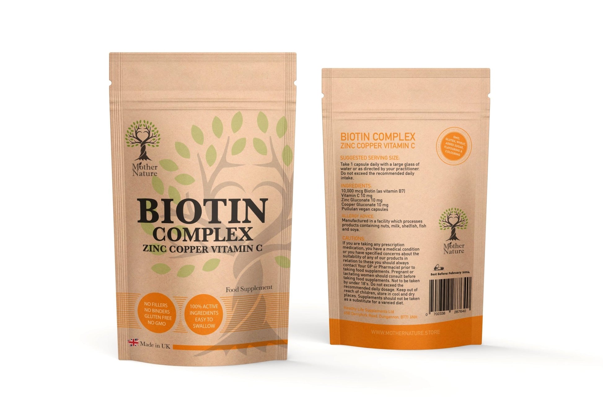 BIOTIN COMPLEX Hair Growth Supplement BIOTIN 10,000mcg Zinc Copper Vitamin C - MOTHER NATURE SUPPLEMENTSBIOTIN COMPLEX Hair Growth Supplement BIOTIN 10,000mcg Zinc Copper Vitamin C