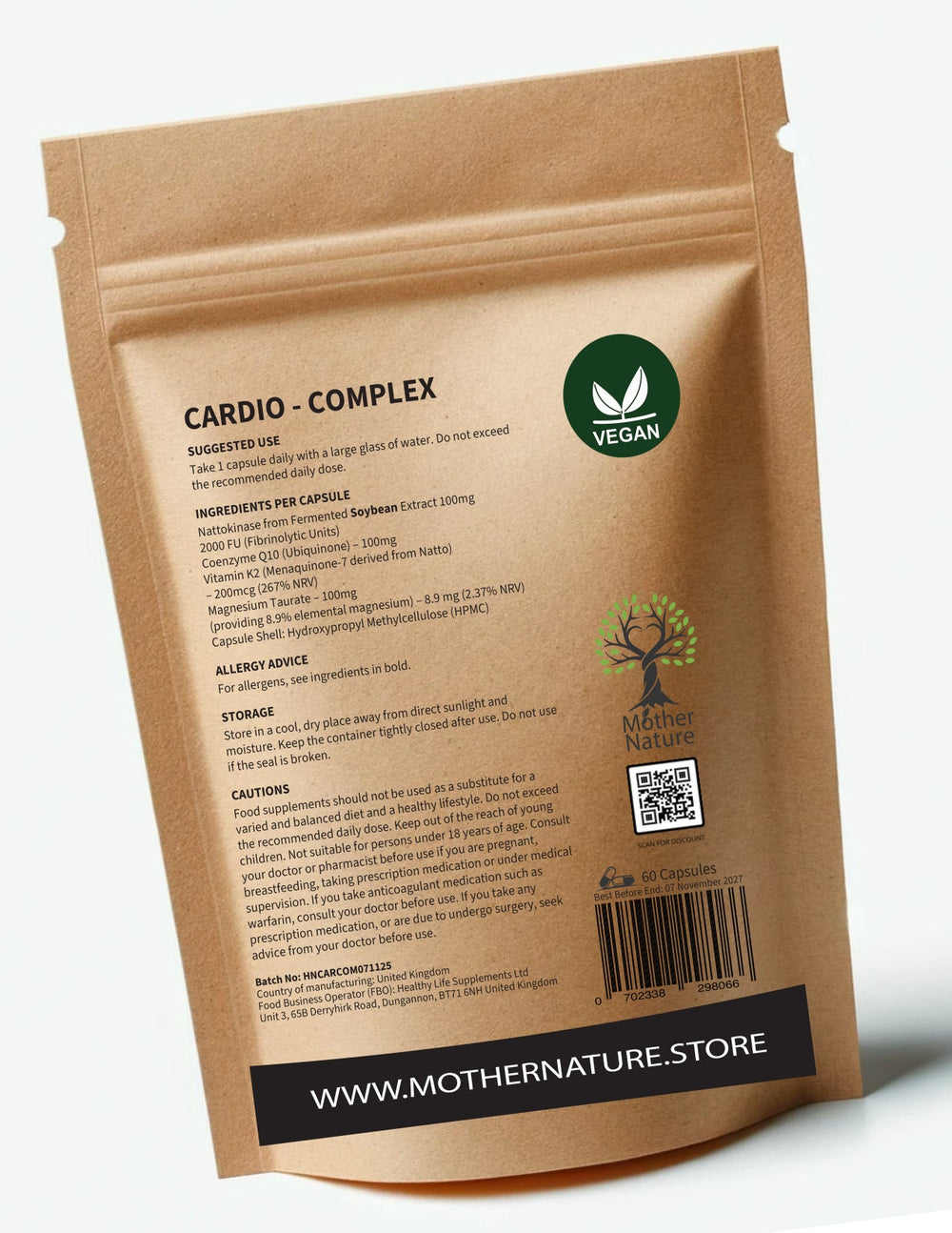 Cardio Complex – Nattokinase 2000FU, CoQ10 & Vitamin K2 | Clean Vegan Supplements - Mother Nature - MOTHER NATURE SUPPLEMENTSCardio Complex – Nattokinase 2000FU, CoQ10 & Vitamin K2 | Clean Vegan Supplements - Mother NatureDiet Supplements