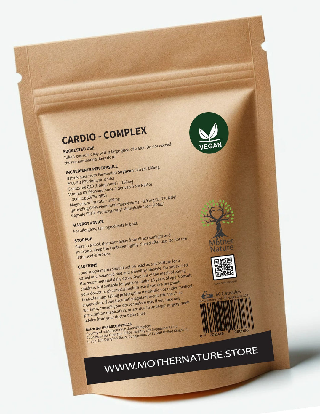 Cardio Complex – Nattokinase 2000FU, CoQ10 & Vitamin K2 | Clean Vegan Supplements - Mother Nature - MOTHER NATURE SUPPLEMENTSCardio Complex – Nattokinase 2000FU, CoQ10 & Vitamin K2 | Clean Vegan Supplements - Mother NatureDiet Supplements