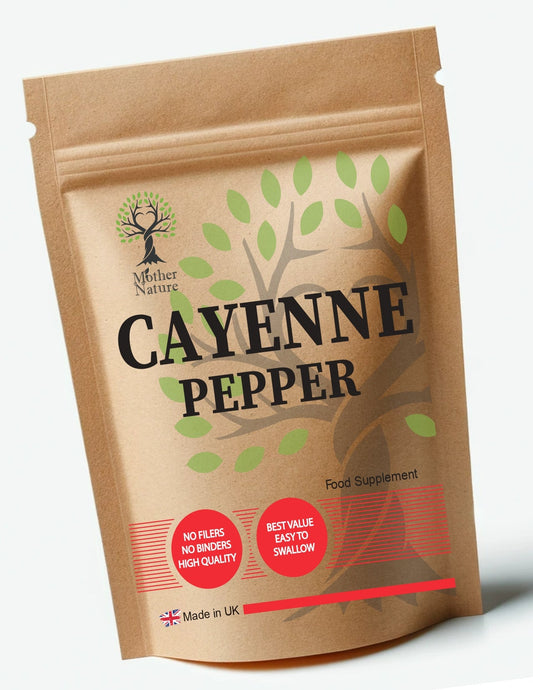 Cayenne Pepper Capsules 500mg Capsicum Annuum Fruit Natural Cayenne Pepper 40,000 Heat Units Vegan Supplements - MOTHER NATURE SUPPLEMENTSCayenne Pepper Capsules 500mg Capsicum Annuum Fruit Natural Cayenne Pepper 40,000 Heat Units Vegan Supplements