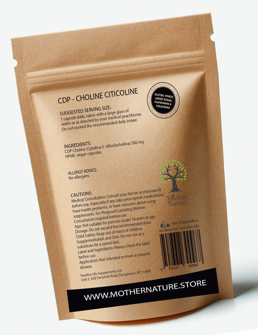 CDP Choline Citicoline 500mg Capsules Natural Citicoline Powder Supplement Vegan - MOTHER NATURE SUPPLEMENTSCDP Choline Citicoline 500mg Capsules Natural Citicoline Powder Supplement VeganDiet Supplementss