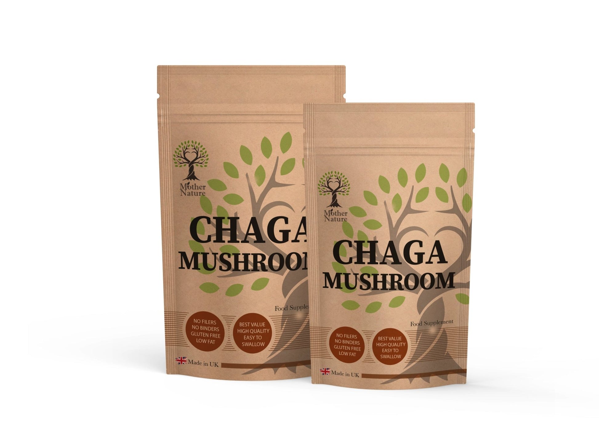 Chaga Mushroom 500mg Capsules Mushroom Powder Vegan Supplement Extract 15,000mg - MOTHER NATURE SUPPLEMENTSChaga Mushroom 500mg Capsules Mushroom Powder Vegan Supplement Extract 15,000mg