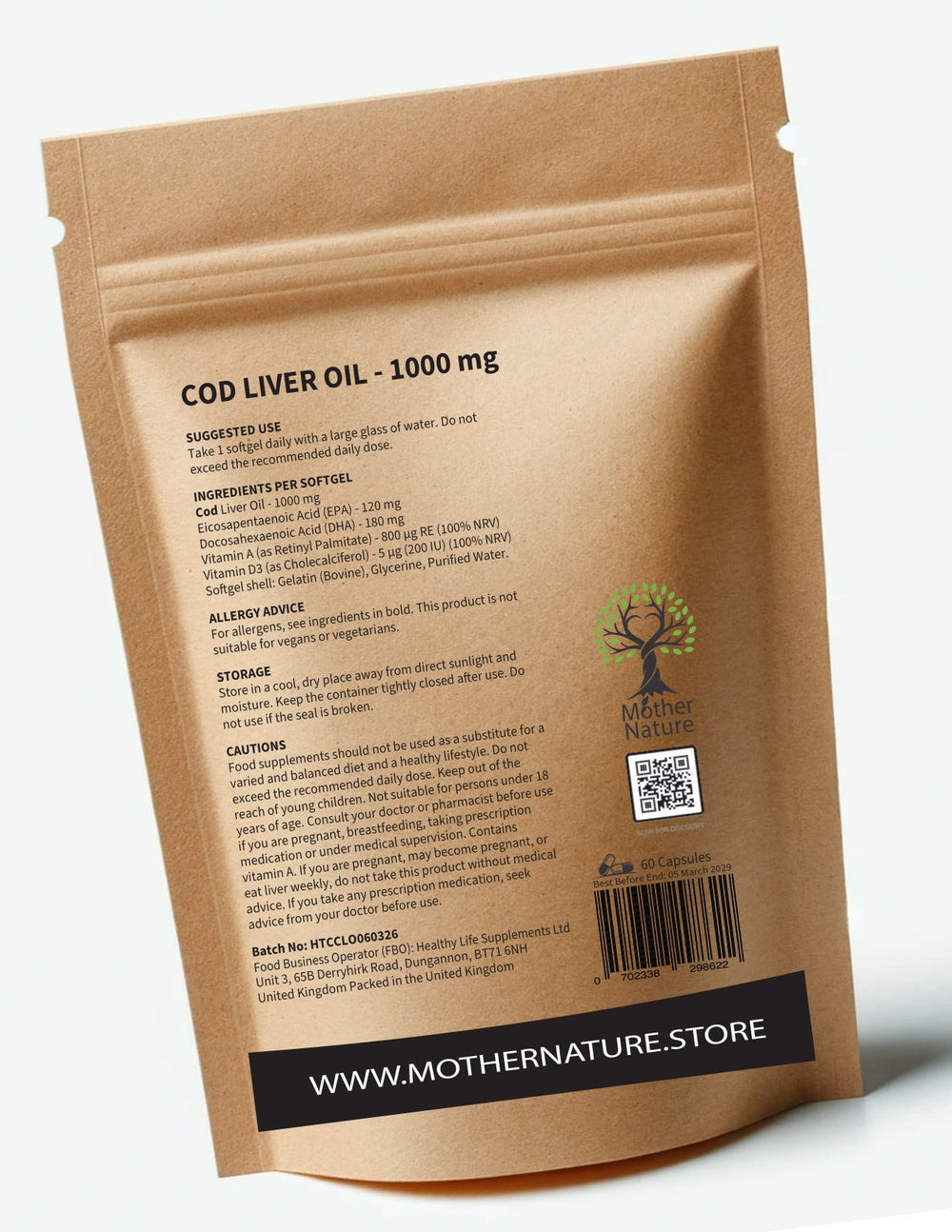 Cod Liver Oil 1000mg – Omega 3 with Vitamins A & D3 | Mother Nature - MOTHER NATURE SUPPLEMENTSCod Liver Oil 1000mg – Omega 3 with Vitamins A & D3 | Mother NatureDiet Supplements