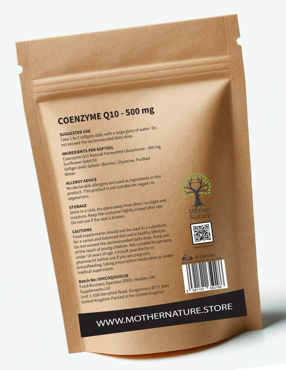 CoQ10 500mg – Fermented Ubiquinone Softgels Coenzyme Q10 Supplements| Mother Nature - MOTHER NATURE SUPPLEMENTSCoQ10 500mg – Fermented Ubiquinone Softgels Coenzyme Q10 Supplements| Mother NatureDiet Supplements