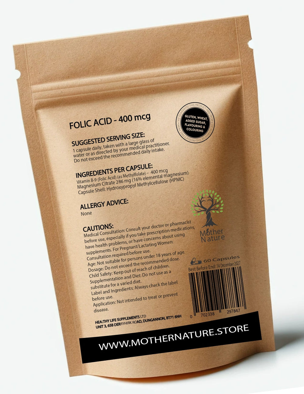 Folic Acid 400 mcg – Vitamin B9 Supplement – Vegan Tablets – Simple Formula – Mother Nature - MOTHER NATURE SUPPLEMENTSFolic Acid 400 mcg – Vitamin B9 Supplement – Vegan Tablets – Simple Formula – Mother NatureDiet Supplementss