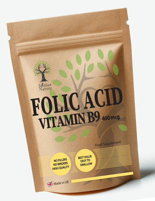 Folic Acid 400mcg High Strength Clean Vitamin B9 Eco - friendly Best Vegan Supplements - MOTHER NATURE SUPPLEMENTSFolic Acid 400mcg High Strength Clean Vitamin B9 Eco - friendly Best Vegan SupplementsDiet Supplementss