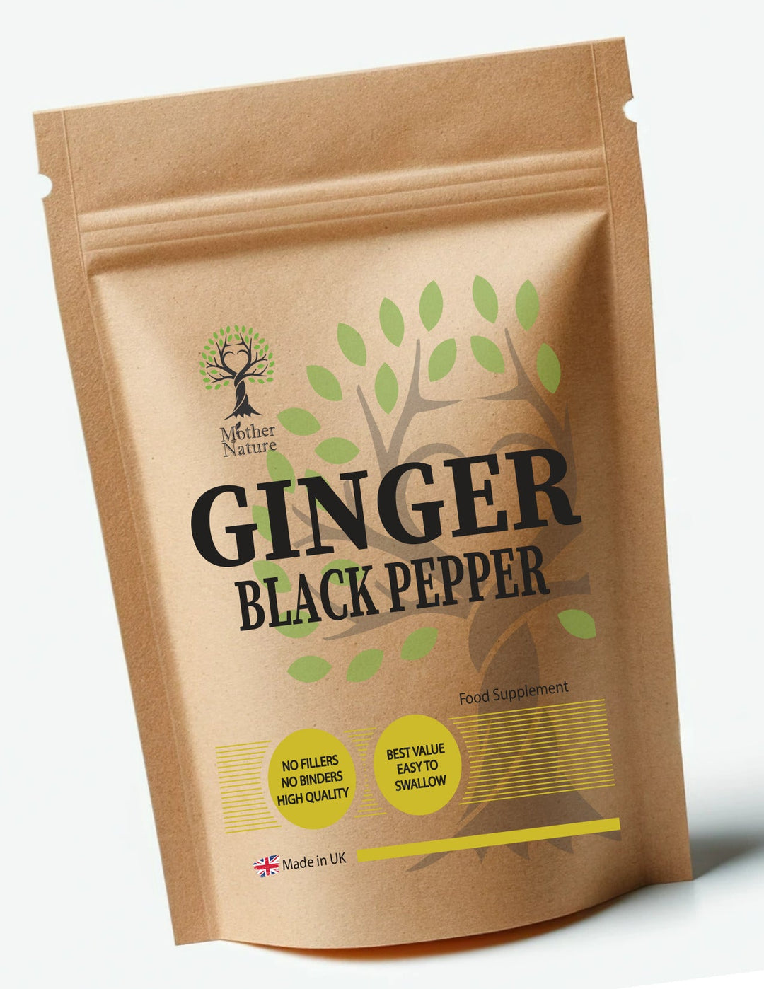 Ginger Root & Black Pepper 500mg – Vegan Capsules | Mother Nature - MOTHER NATURE SUPPLEMENTSGinger Root & Black Pepper 500mg – Vegan Capsules | Mother NatureDiet Supplements