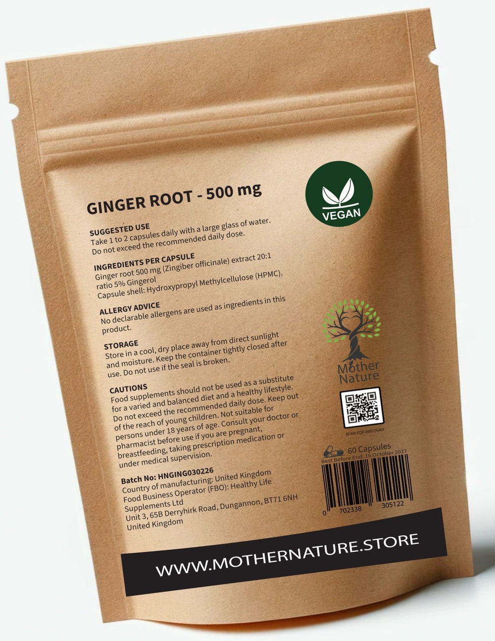 Ginger Root Capsules 500mg – Vegan | Mother Nature - MOTHER NATURE SUPPLEMENTSGinger Root Capsules 500mg – Vegan | Mother NatureDiet Supplements