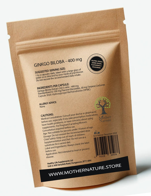 Ginkgo Biloba Capsules 340mg Natural Ginkgo Biloba Leaf Extract Vegan Supplements - MOTHER NATURE SUPPLEMENTSGinkgo Biloba Capsules 340mg Natural Ginkgo Biloba Leaf Extract Vegan SupplementsDiet Supplementss