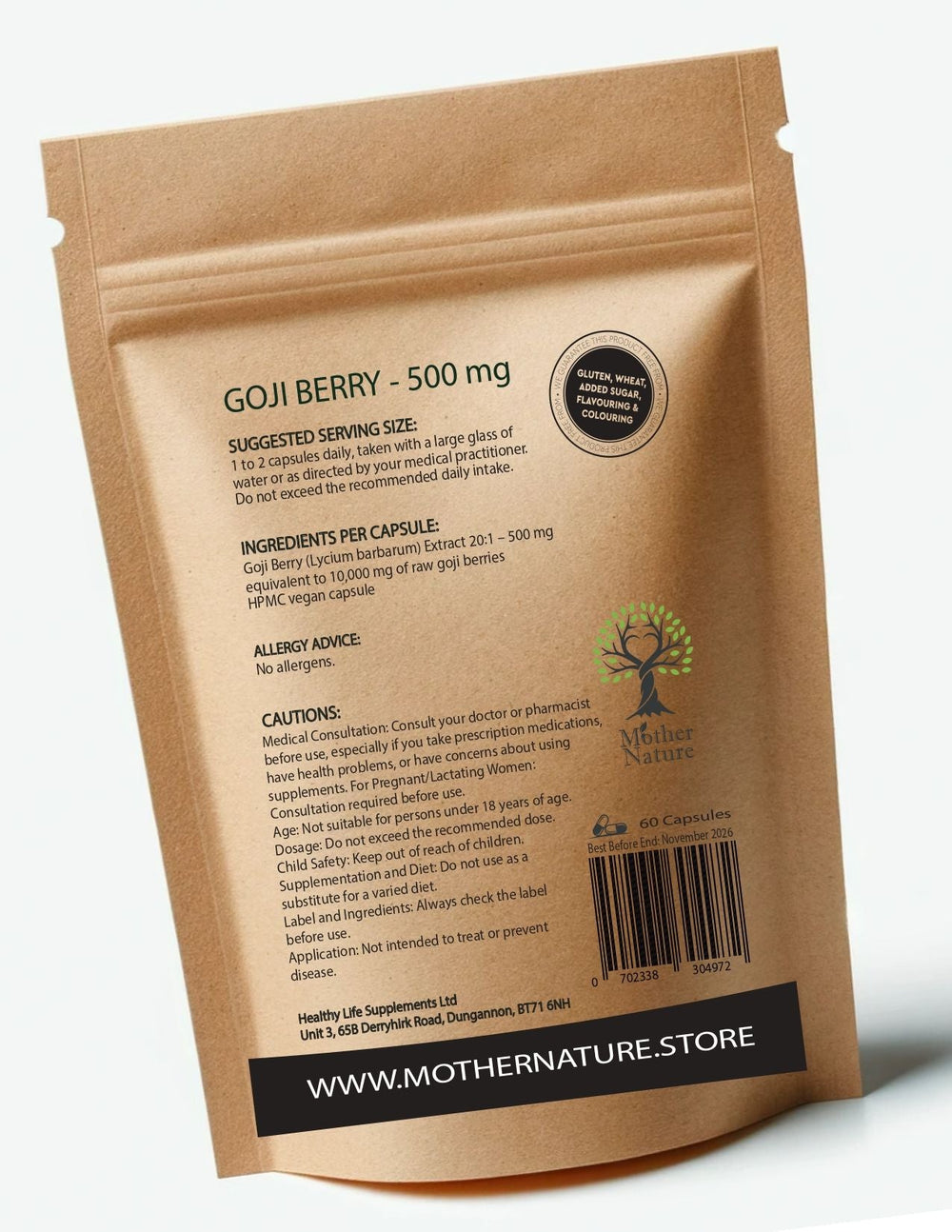 Goji Berry Capsules 500 mg – Mother Nature - MOTHER NATURE SUPPLEMENTSGoji Berry Capsules 500 mg – Mother NatureDiet Supplementss